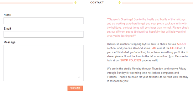 Informative contact page Informative contact page