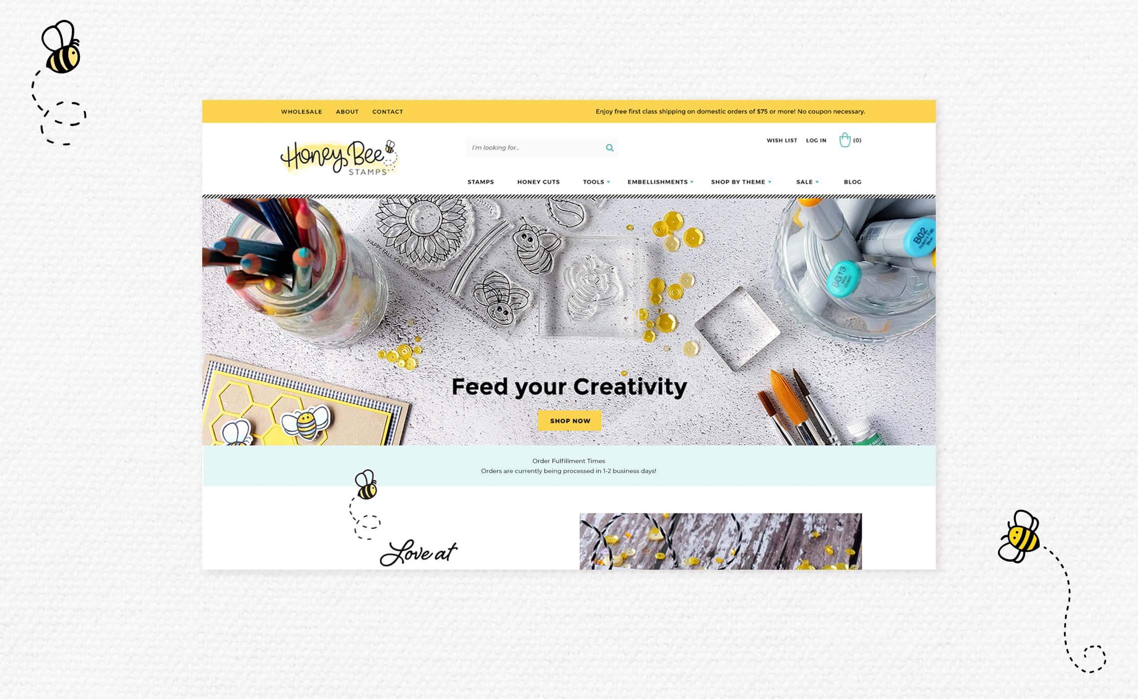 ongoing Shopify website optimization for a craft supplies brand, Honey Bee Stamps