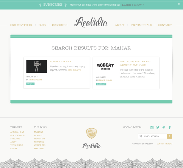 Aeolidia's search results page design