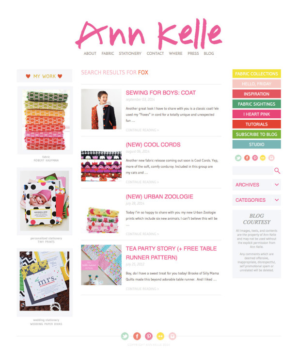 Ann Kelle's search results page design