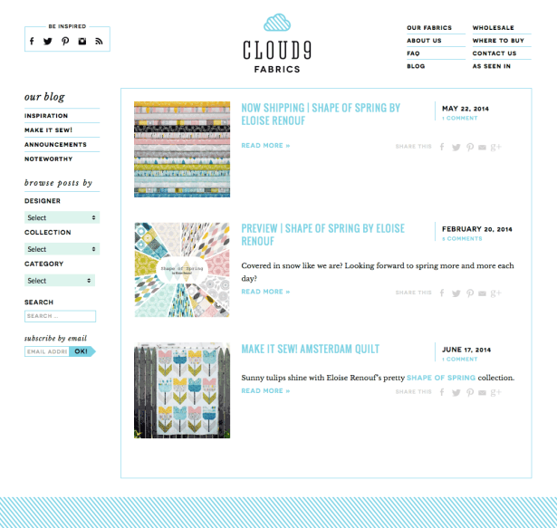 Cloud9 fabrics search results page design