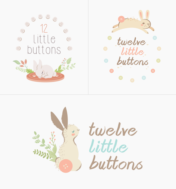 12 little buttons logo sketches