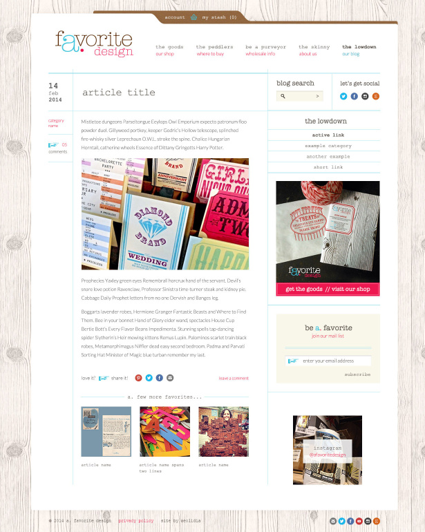 Custom designed blog  for A Favorite Design. Find out what it's like working with Aeolidia.