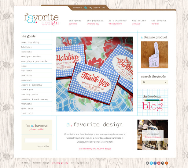 Custom desgined home page for A. Favorite Design. Find out what it's like working with Aeolidia.