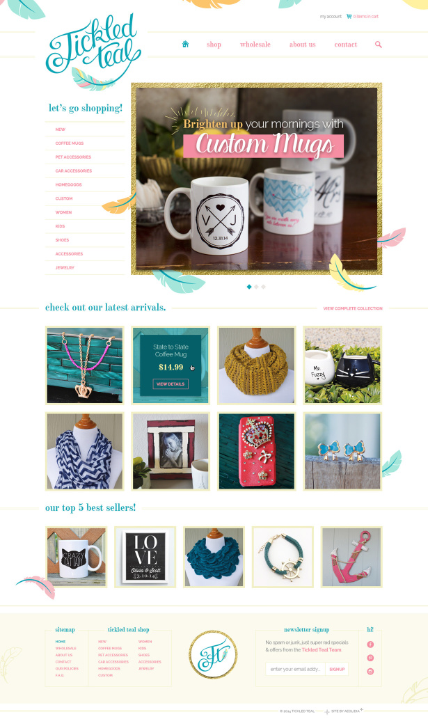 Tickled Teal illustrated homepage
