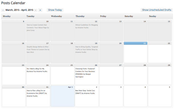 wordpress editorial calendar to plan blog posts