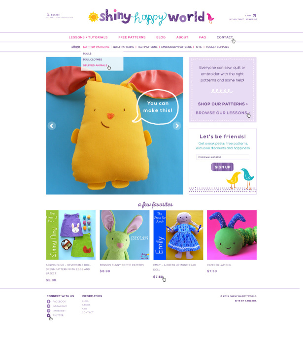 shiny happy world home page design by aeolidia