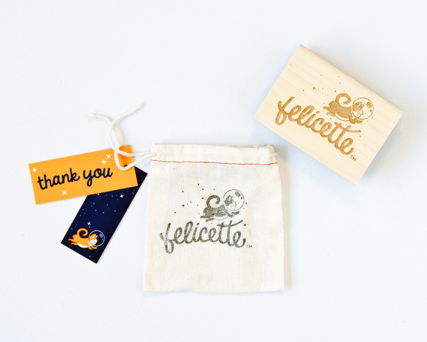 New stamp packaging: hand-stamped bags and hang tag