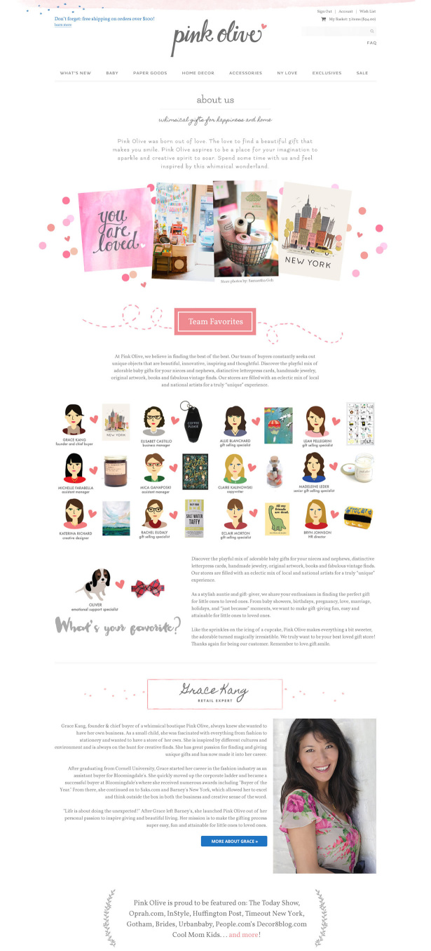 Pink Olive About page; help your business stand out