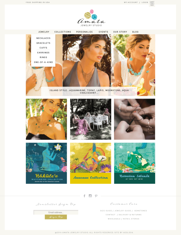 Amata Jewelry Studio home page design