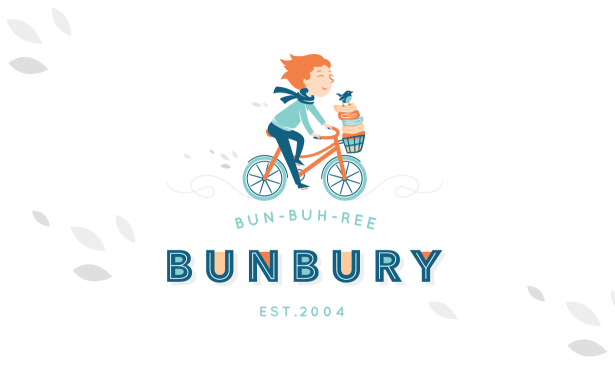 The Bunbury logo has an illustrated character