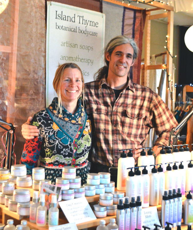 Eliza & Chris Morris at the farmer's market booth, before the re-brand