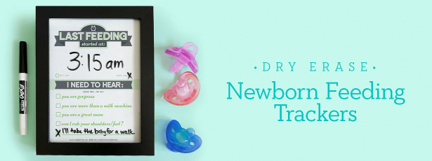 Dry erase newborn feeding tracker. Photo © Committed LLC.