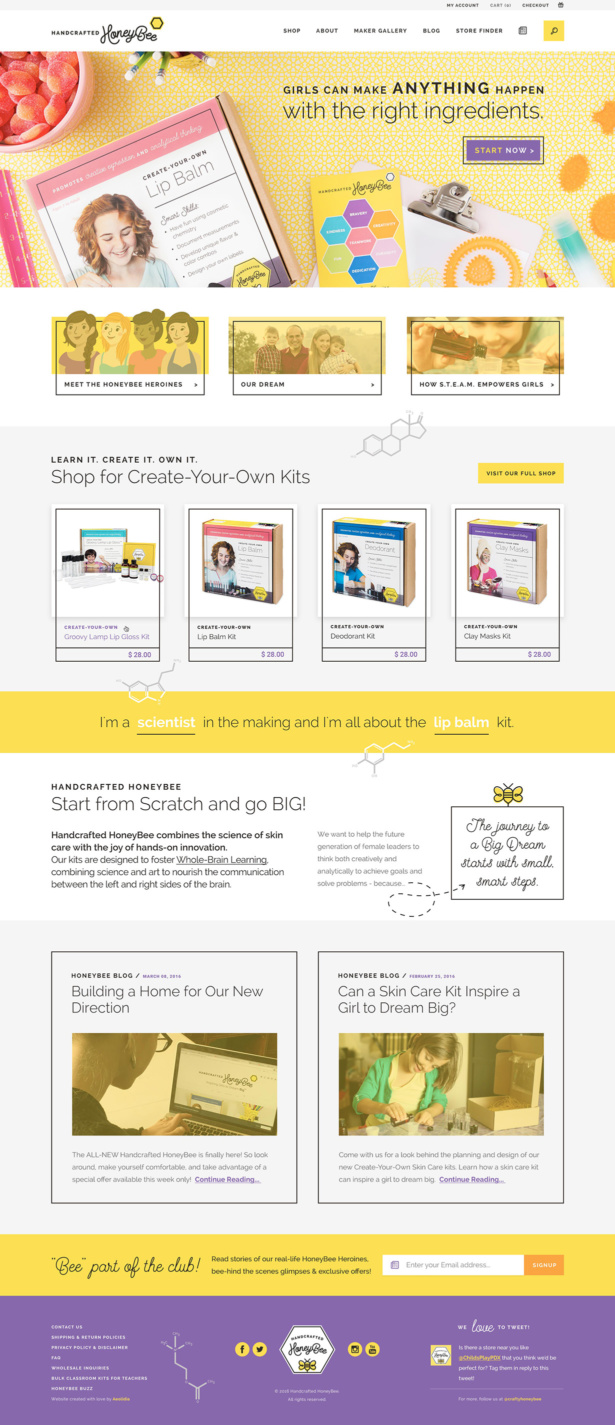 Handcrafted HoneyBee custom homepage design