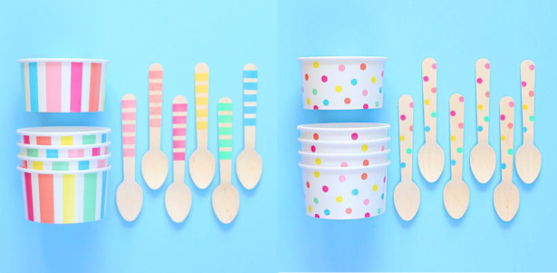 Ice cream cups designed by Esther. Get the ice cream recipe. Buy the adorable cups.