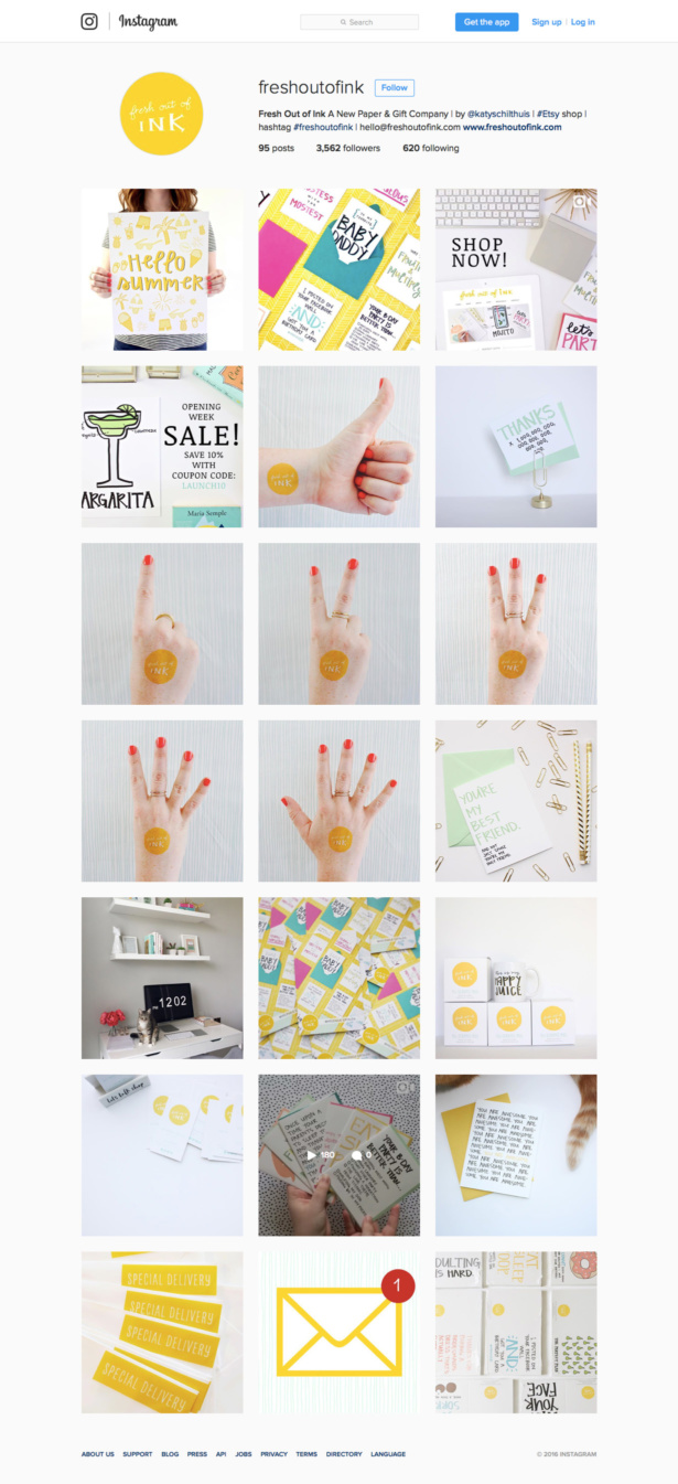 Learn how to how to start a new stationery shop. Shown here is an Instagram website launch campaign designed by Aeolidia.