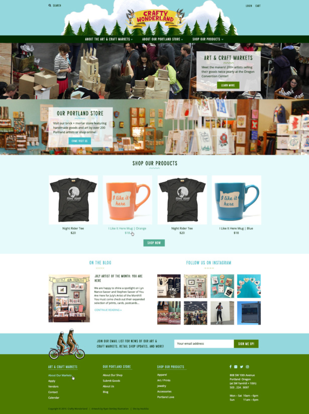 The new Crafty Wonderland home page, designed by Aeolidia.