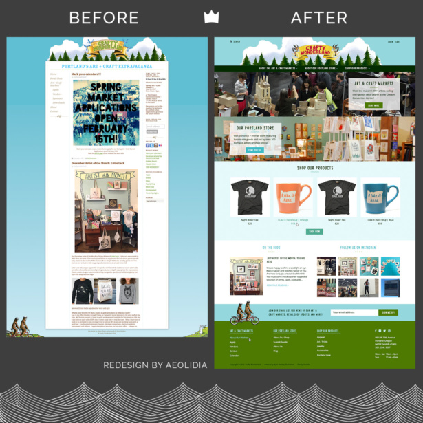 Before and after: a website for a retail store and craft fair