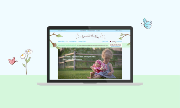 Custom website design by Aeolidia for Bamboletta, a maker of handcrafted dolls.