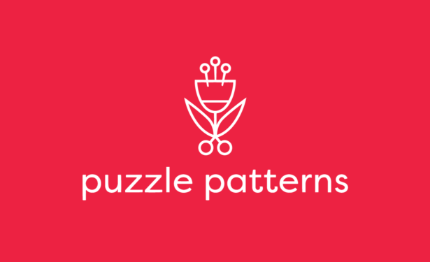 Puzzle Patterns sewing logo design for a maker of clothing patterns.