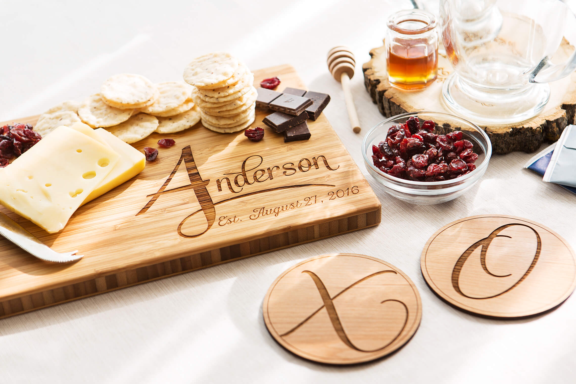 Cheese board and coasters