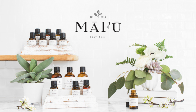 Mafu skincare logo, packaging design, and product photography by Aeolidia