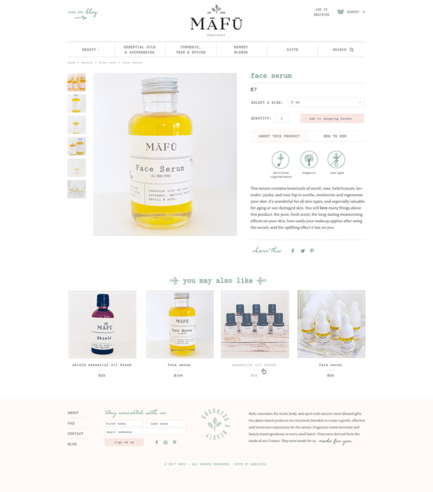 Mafu product page design featuring custom product feature icons by Christine Castro Hughes