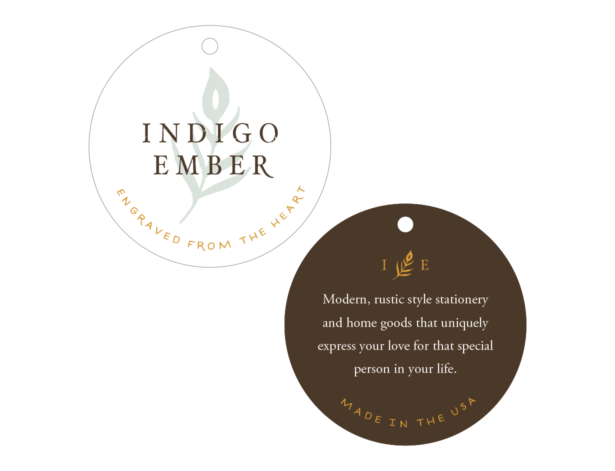 Indigo Ember hang tag design