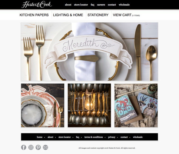 hester and cook shopify redesign before Aeolidia created their custom Shopify Plus site