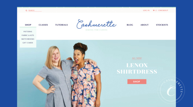 Cashmerette custom Shopify website design by Aeolidia for a sewing pattern business