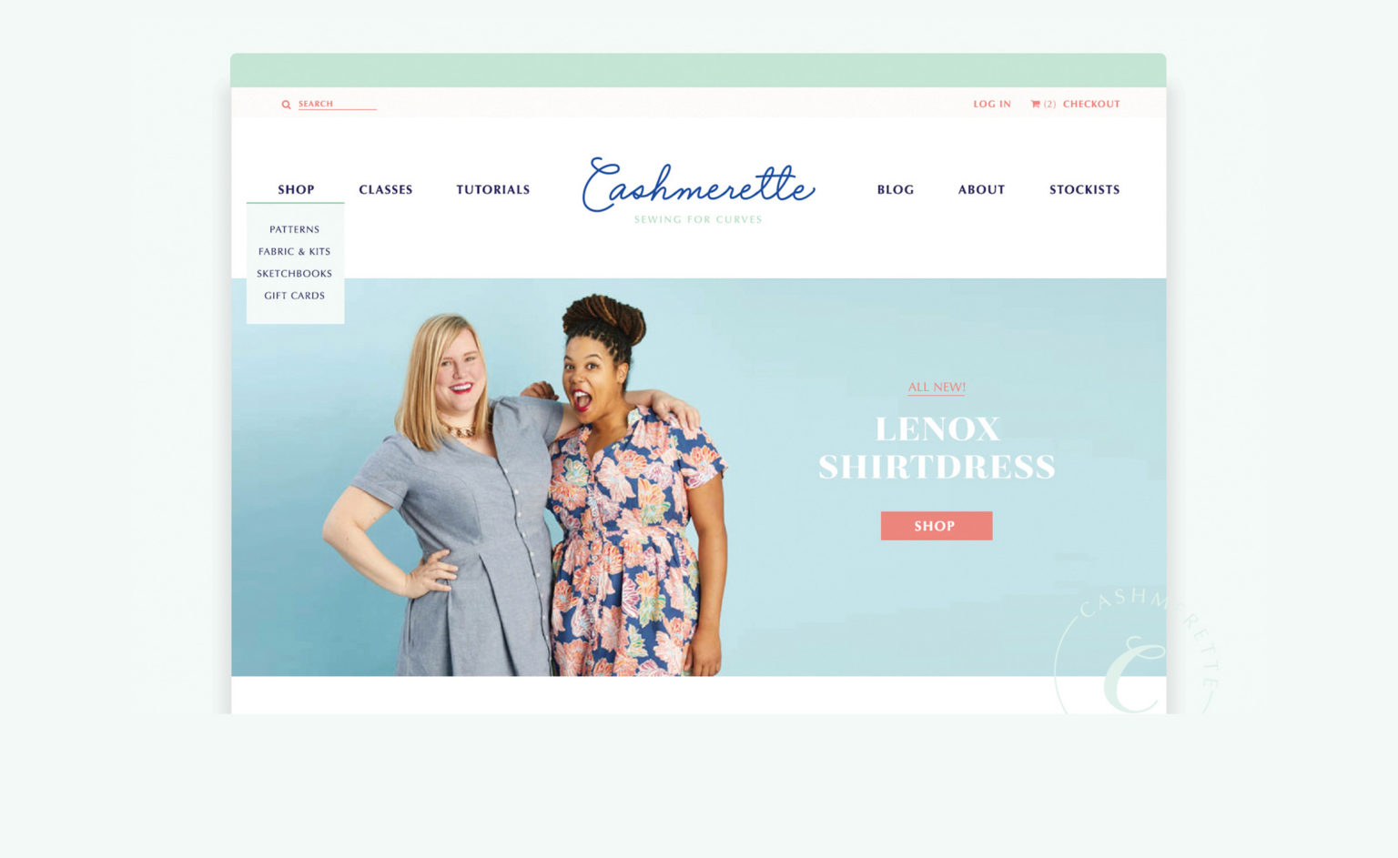 Cashmerette Custom Shopify site & Brand Identity Design Aeolidia