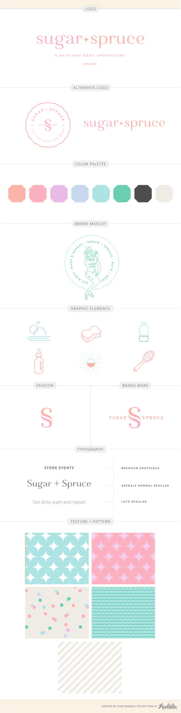 Sugar + Spruce logo design for a bath and body apothecary