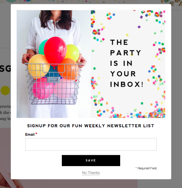 oh happy day ecommerce email popup copy