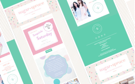 Sugar + Spruce newsletter template design for a bath and body apothecary