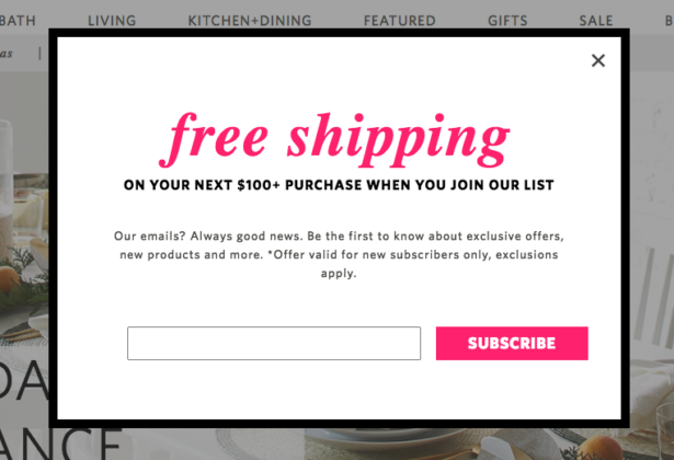 unison home ecommerce popup call to action