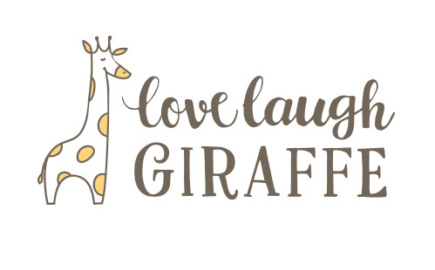 Love Laugh Giraffe Brand identity and packaging design for children's wall art illustrator