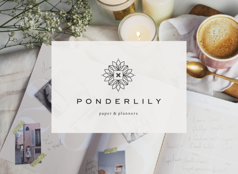 Ponderlily custom logo design for boutique stationery brand
