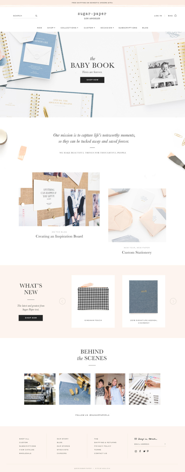 Sugar Paper Custom Shopify website for stationery designers