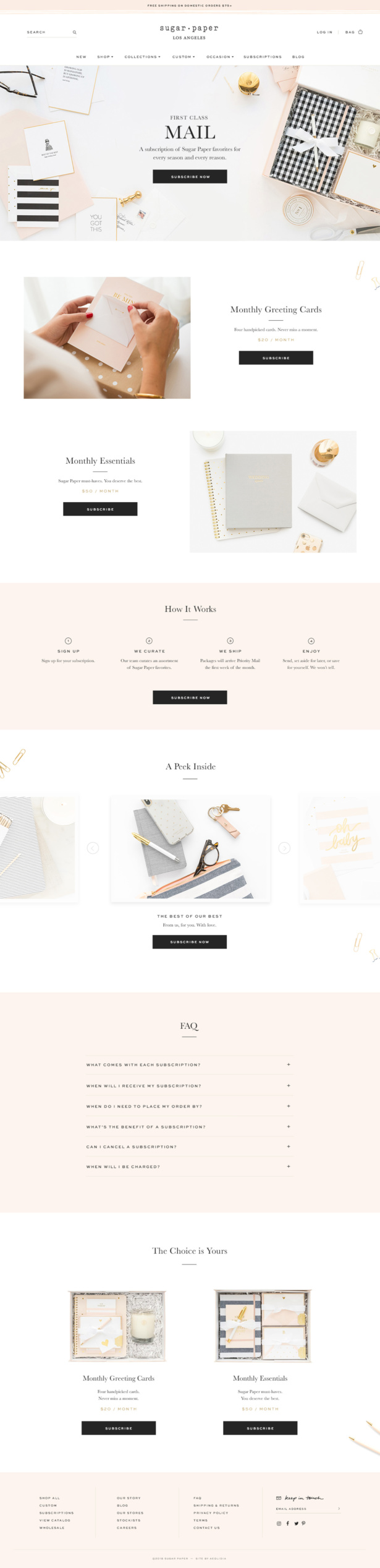 Sugar Paper Custom Shopify website for stationery designers