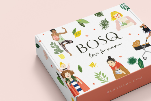 Logo and brand identity for a mom gift box subscription Bosq