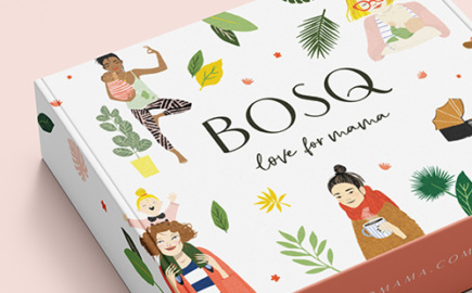 Bosq Logo and brand identity for a mom gift box subscription