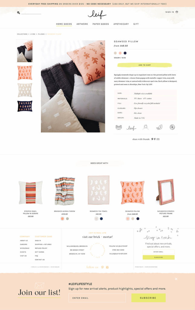 Shopify product page design.