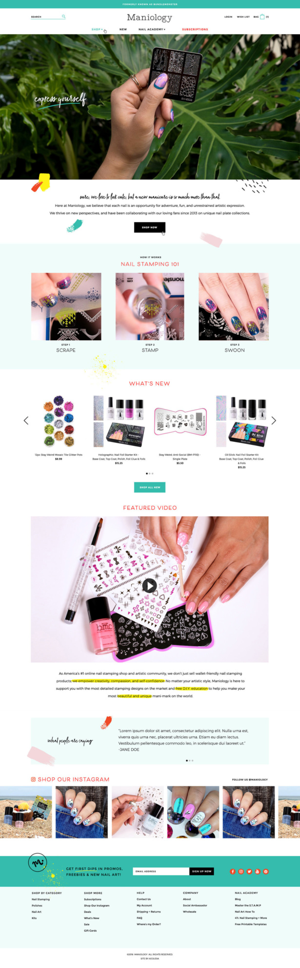 Maniology custom Shopify website for online nail stamping shop