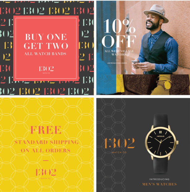 1302 instagram grid design for a leather watch company