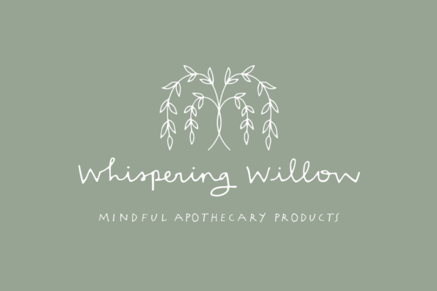 Whispering Willow logo design for natural apothecary line