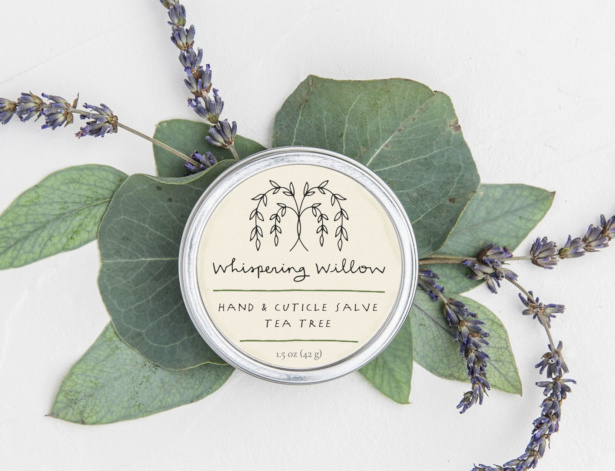 Whispering Willow packaging design for natural apothecary line