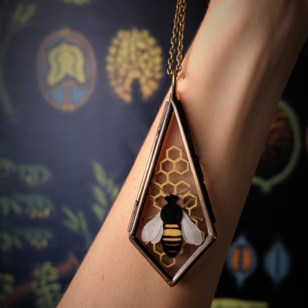 Nebula Creations Co. – Honey Bee and Comb Pendant