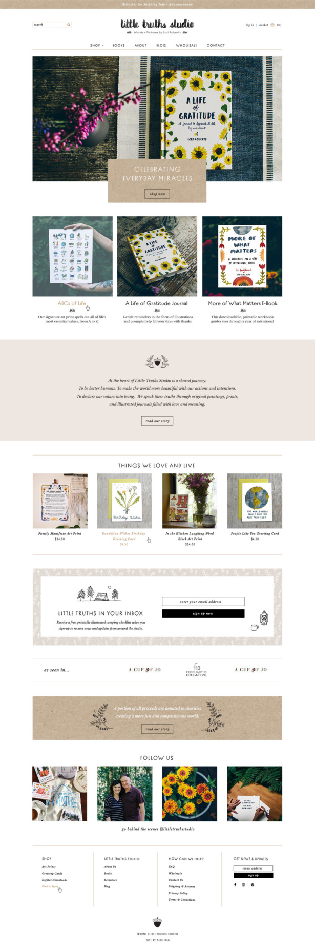 Little Truths Studio custom Shopify website for artist and illustrator Lori Roberts