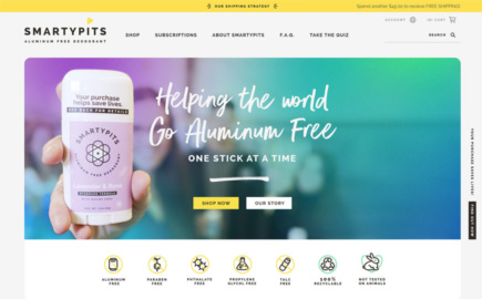 Smarty Pits Custom Shopify website for natural deodorant brand