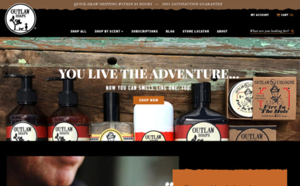 Outlaw Soaps custom Shopify website for soap company